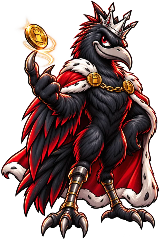 The crowned rook mascot used by RoyalRook